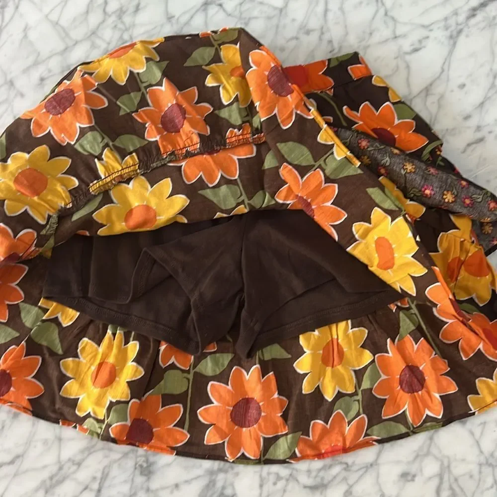 Girls Sunflower Tiered Skort - Harvest - Brown Sz 10